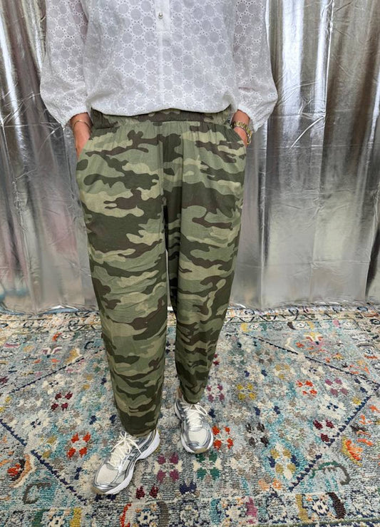 Abbie Camo Barrel Pant by Black Colour