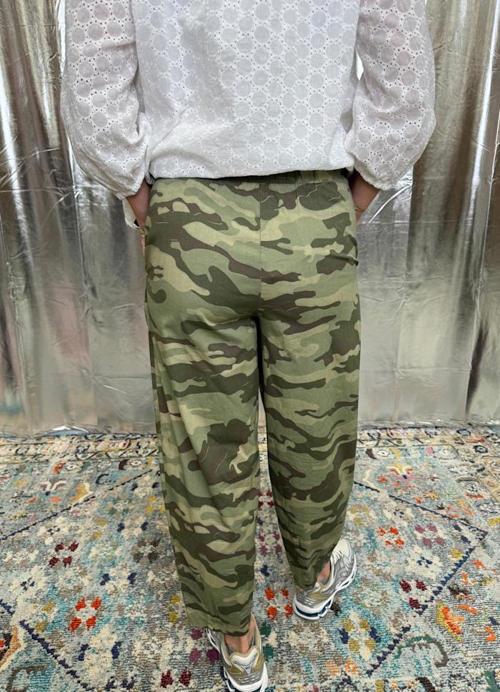 Abbie Camo Barrel Pant by Black Colour