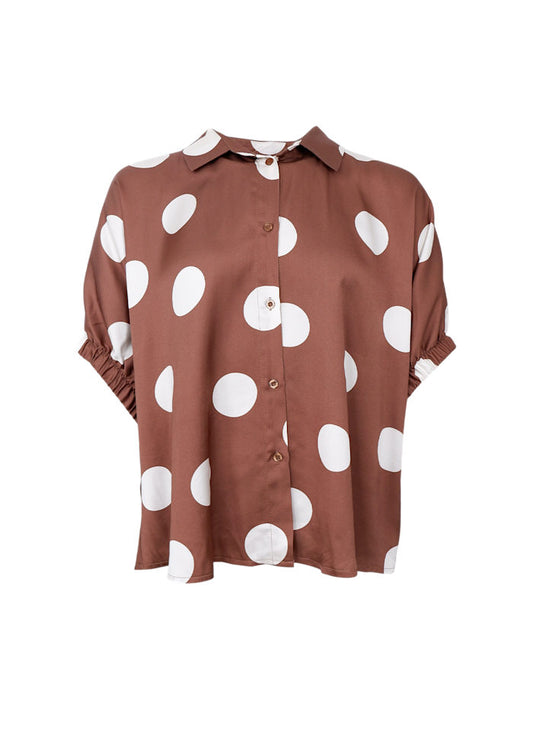 Mabel Polka Shirt by Black Colour