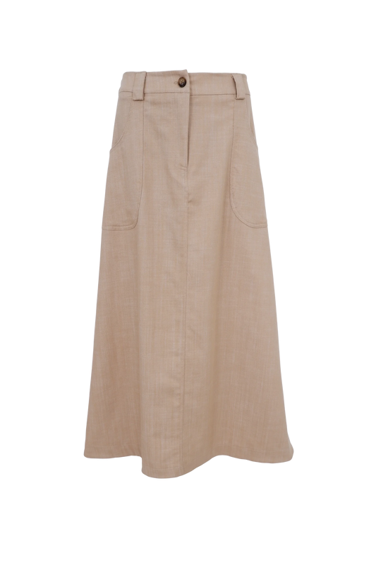 Box Sand A-Line Skirt  by Black Colour