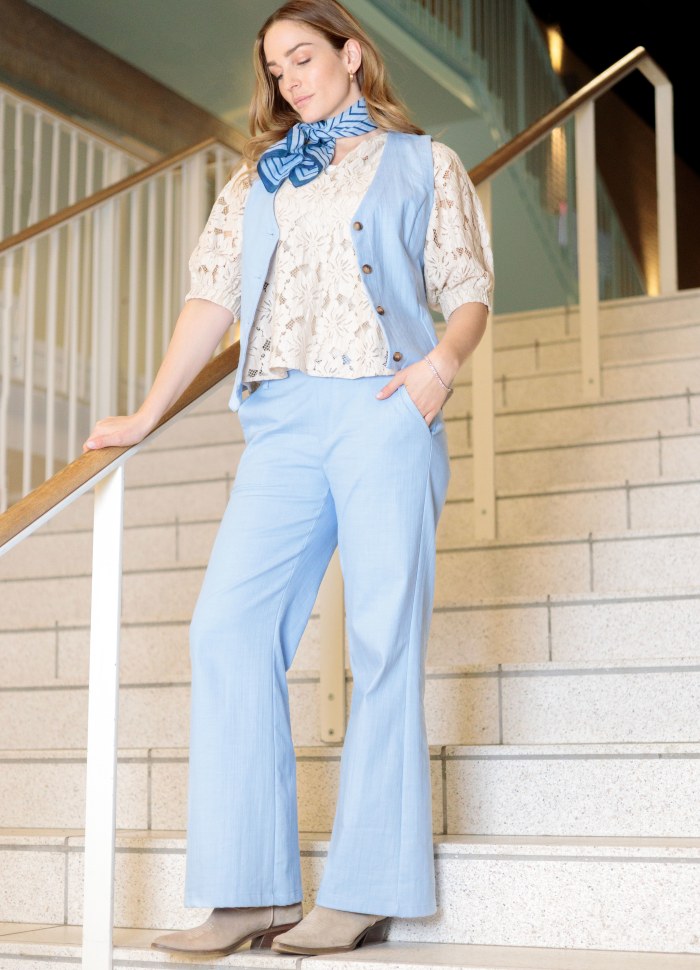 Box Wide Leg Trouser - Light Blue by Black Colour