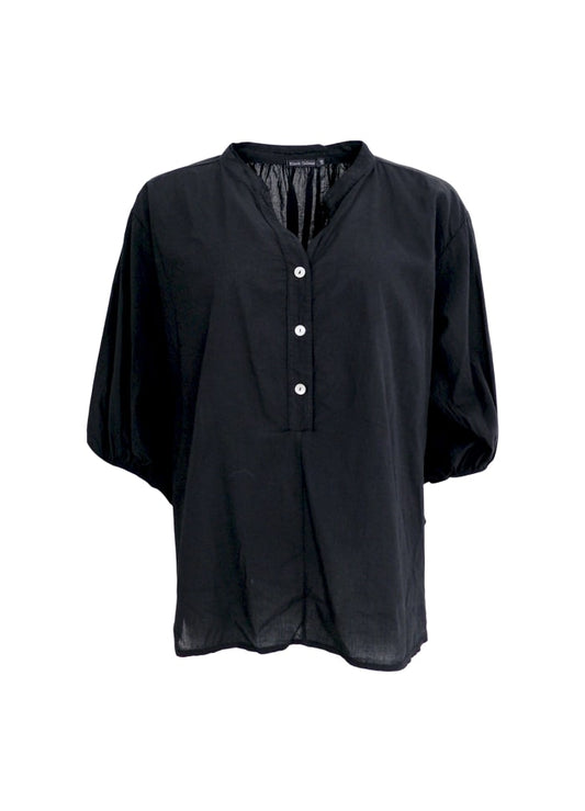 Collie Black Cotton Shirt by Black Colour