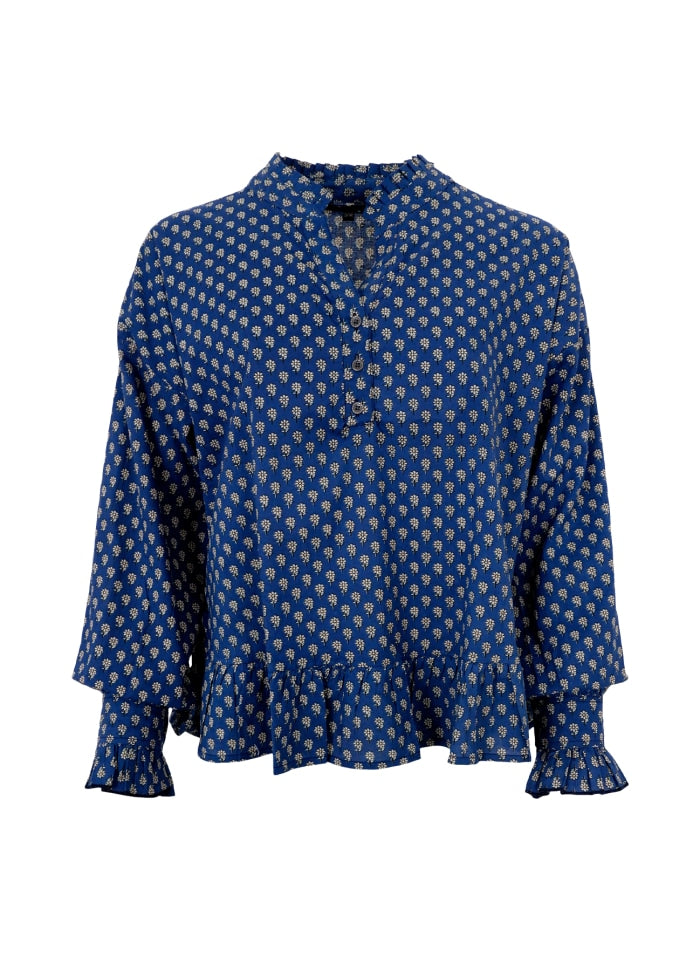 Flora Ruffle Blouse by Black Colour