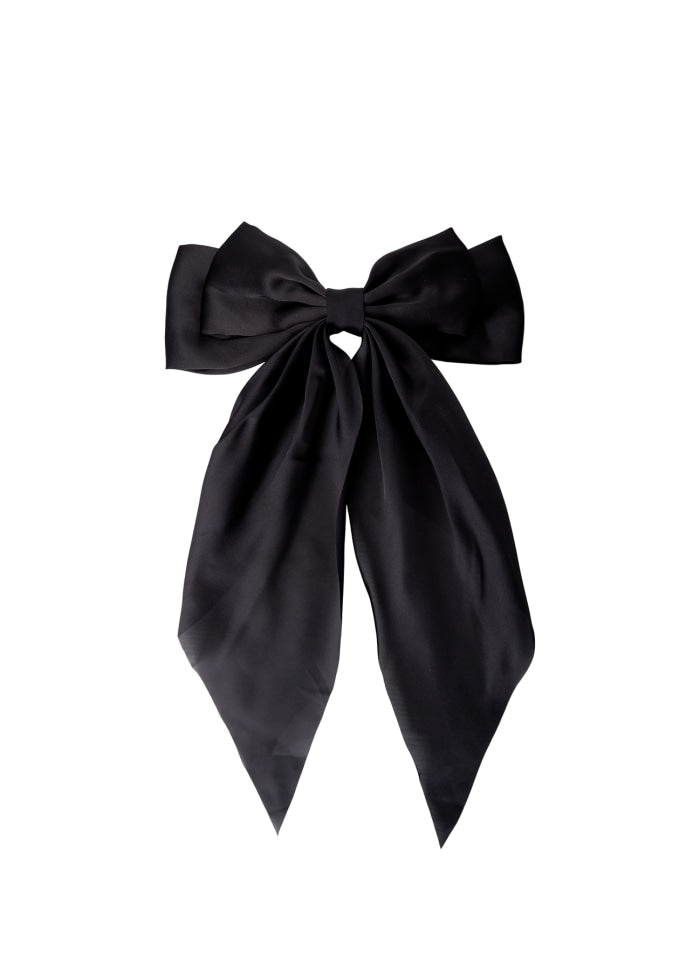 Renee Black Satin Bow Barette