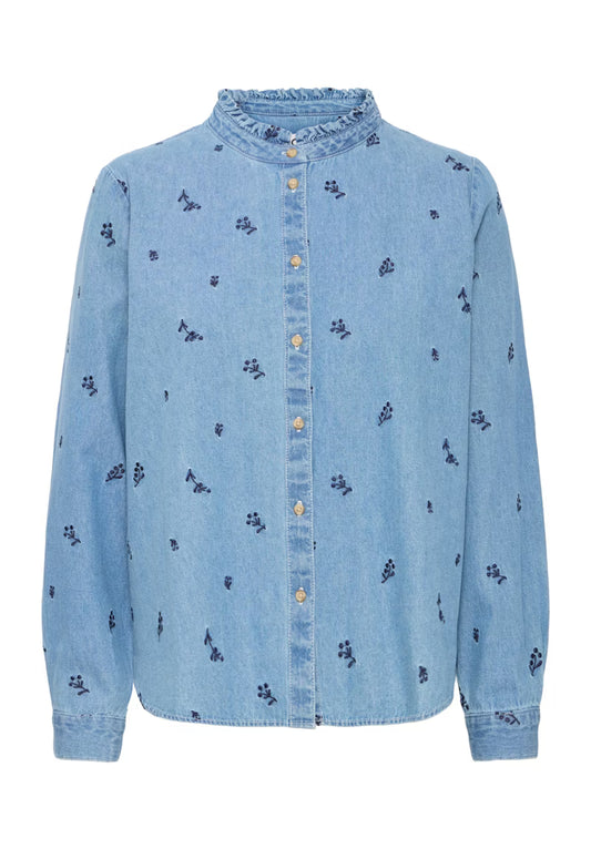 Archer Embroidered Denim Shirt by ICHI
