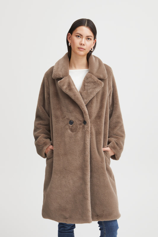 Haya Faux Fur Coat by ICHI