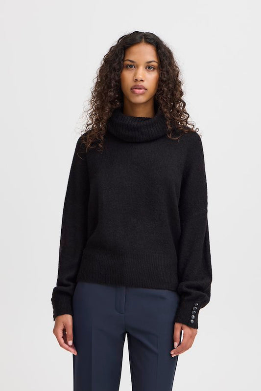 Kamara Black Rollneck Jumper by ICHI