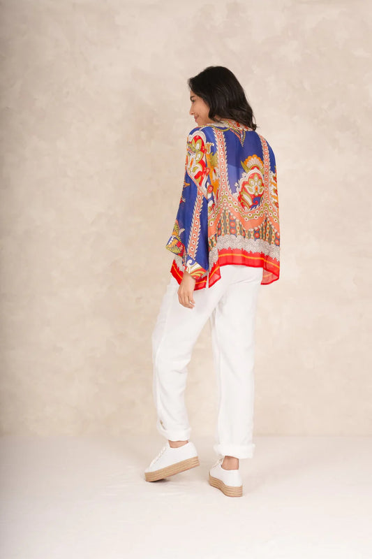 Carnival Cobalt Kimono by One Hundred Stars