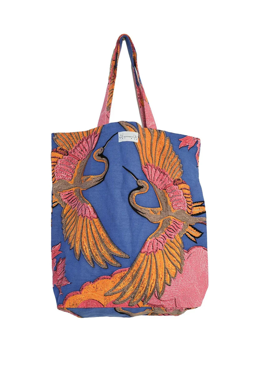 Cobalt Crane Canvas Bag by One Hundred Stars