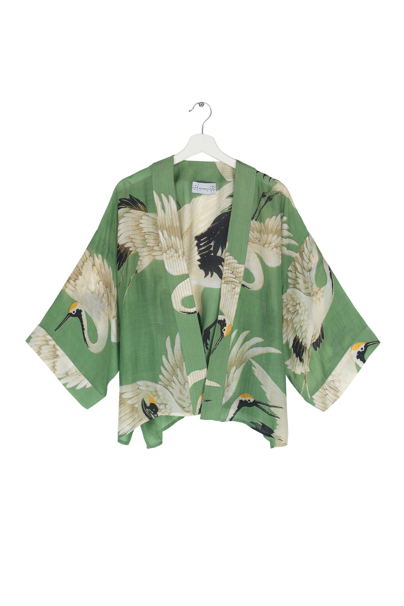 Pea Green Stork Kimono by One Hundred Stars