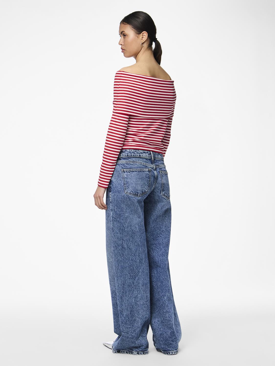 Laya Off Shoulder Stripe Top by Pieces