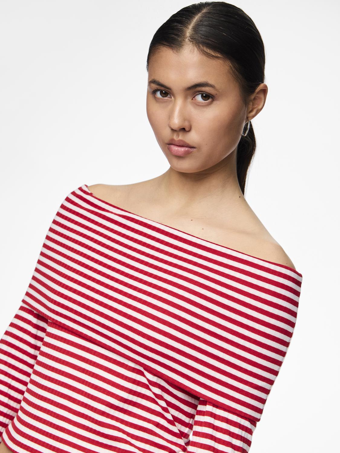 Laya Off Shoulder Stripe Top by Pieces