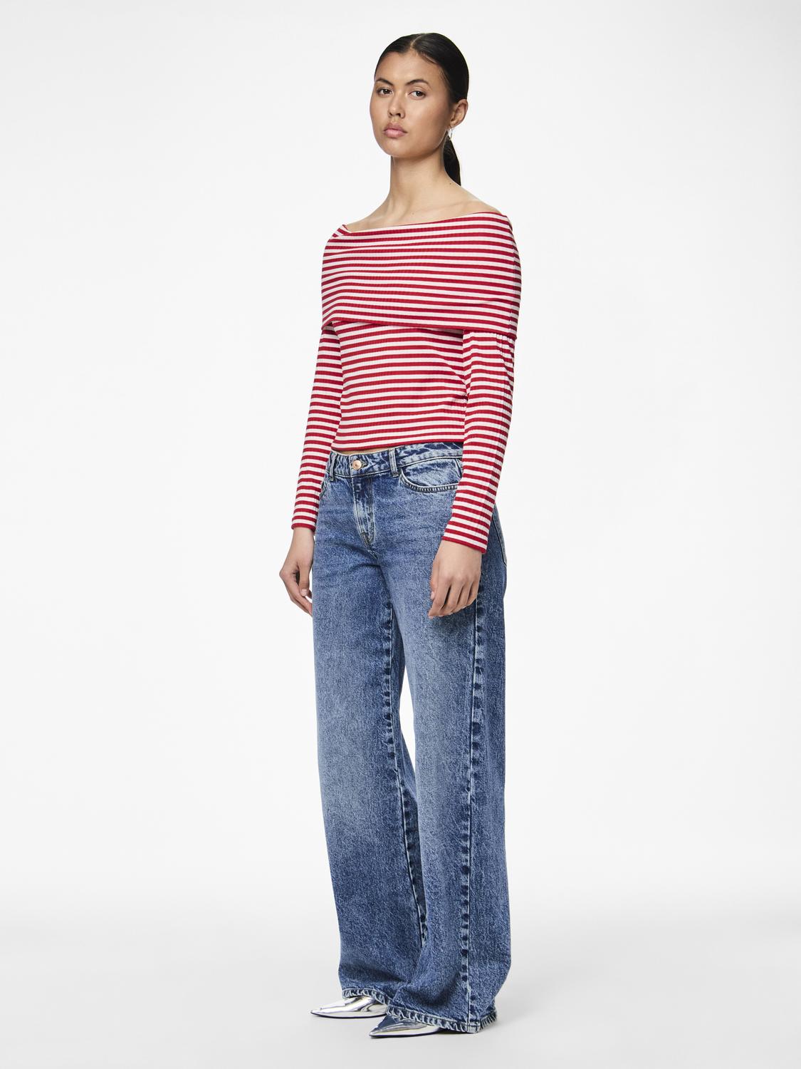 Laya Off Shoulder Stripe Top by Pieces
