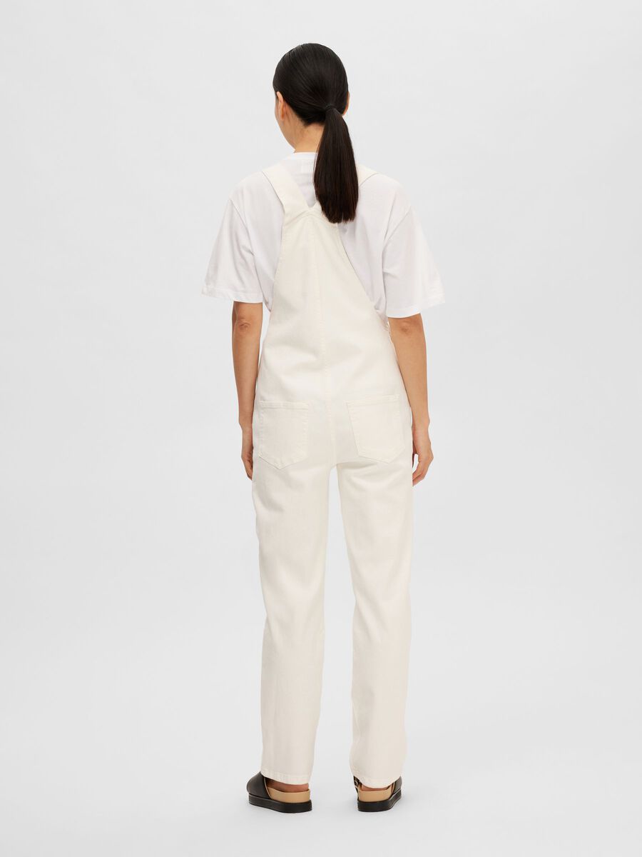 Vinnie Denm Dungarees - Whisper White by Selected Femme