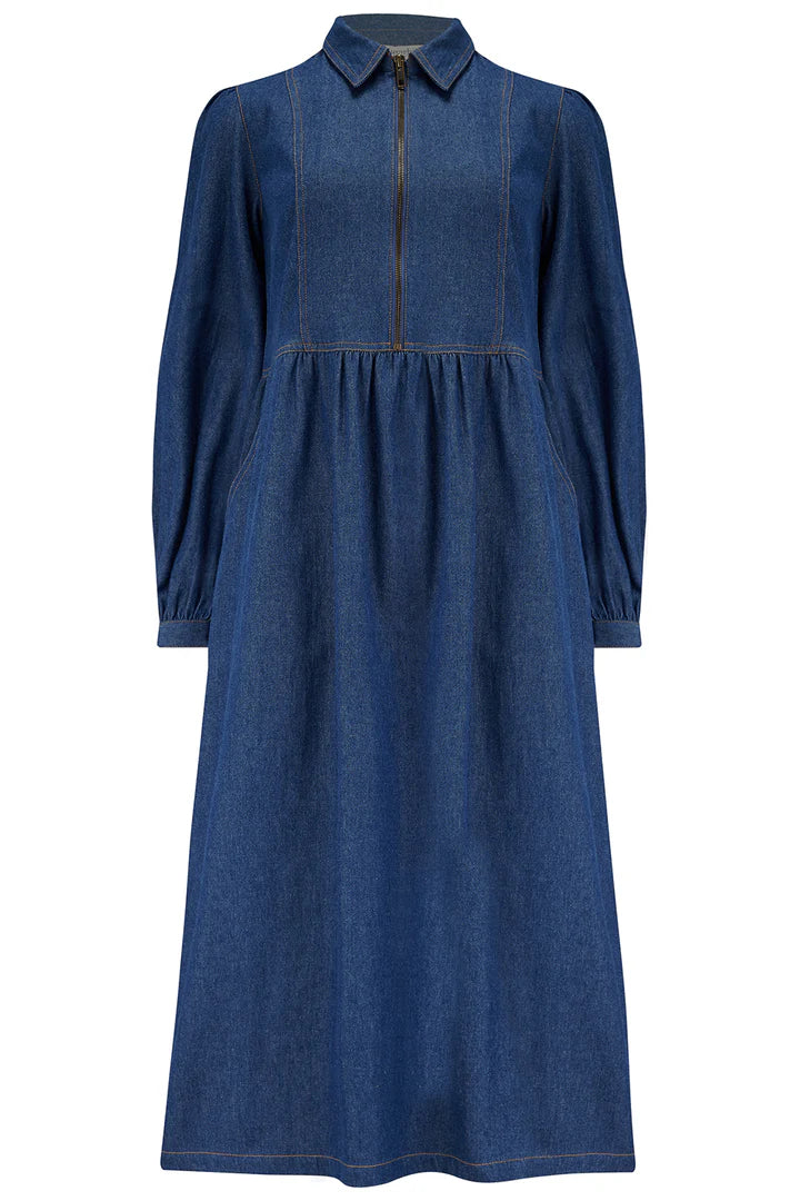 Kirsty Denim Zip Front Dress by Sugarhill Brighton
