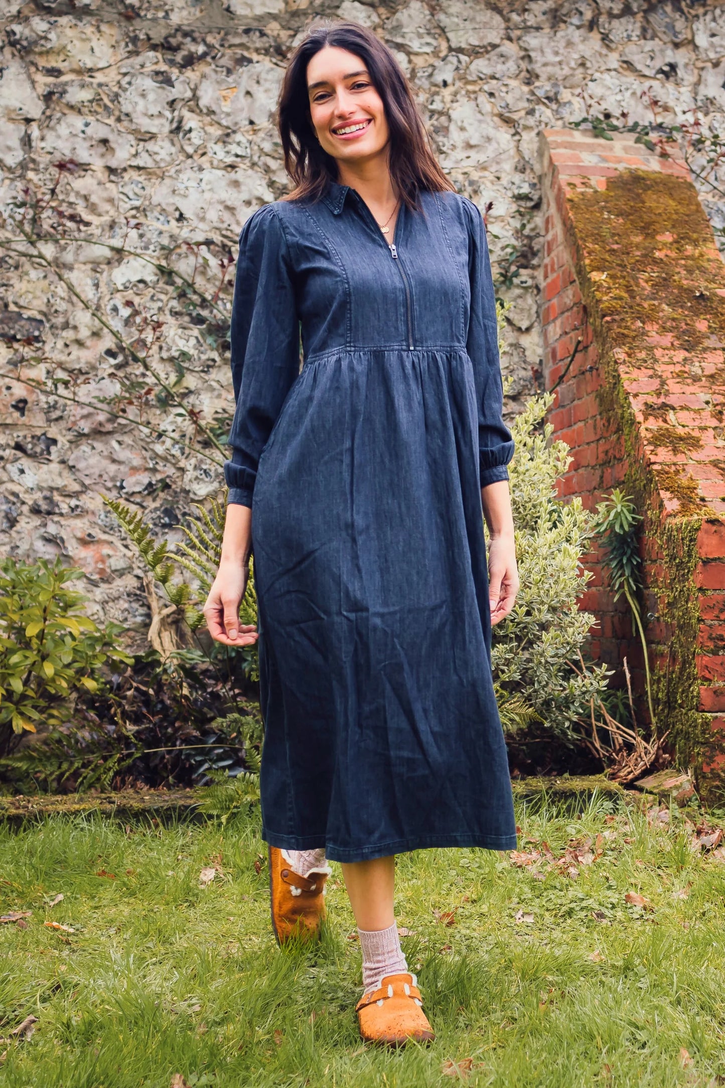 Kirsty Denim Zip Front Dress by Sugarhill Brighton