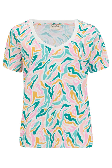 Khloe V-Neck Wild Animal Tee by Sugarhill Brighton