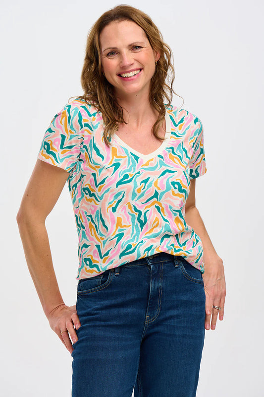 Khloe V-Neck Wild Animal Tee by Sugarhill Brighton