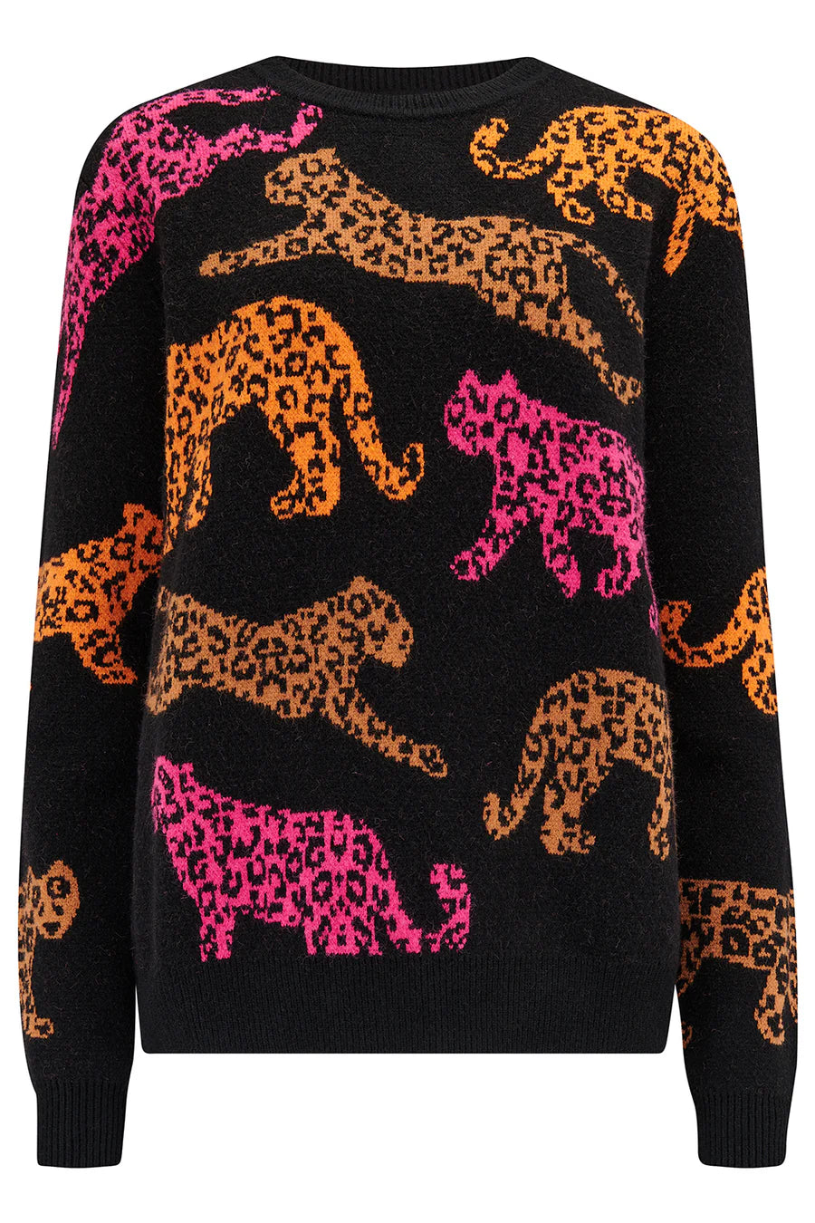 Thalia Black Running Leopards Jumper by Sugarhill Brighton