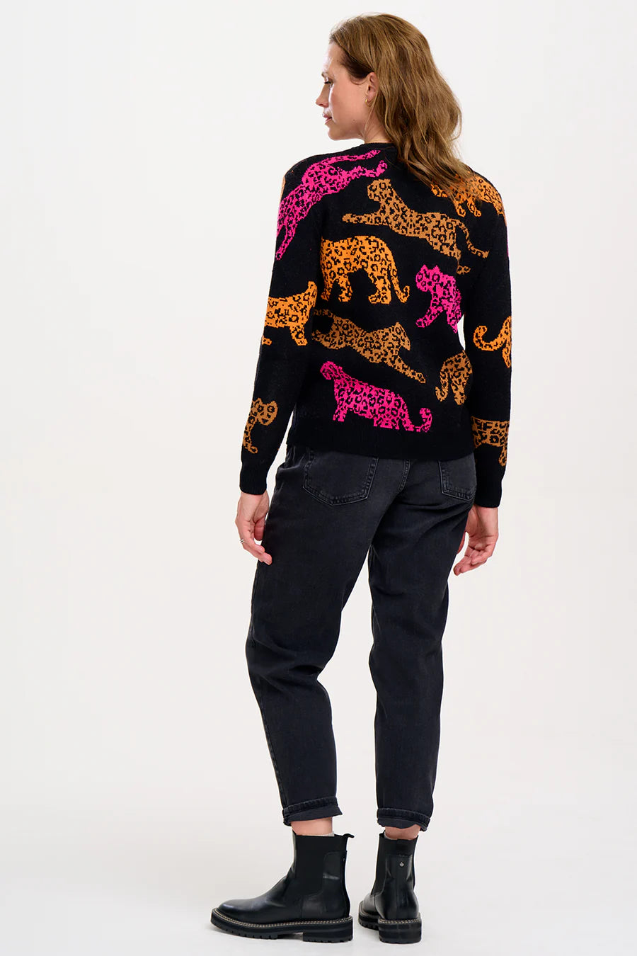 Thalia Black Running Leopards Jumper by Sugarhill Brighton