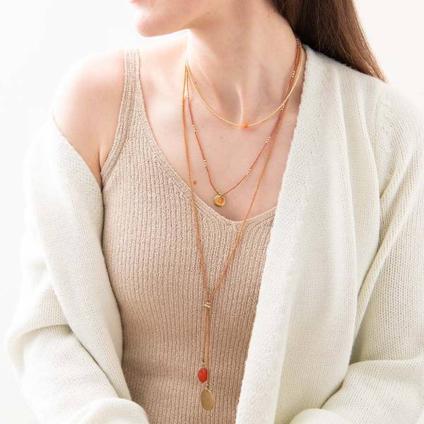 Fora Carnelian Gold Necklace by A Beautiful Story