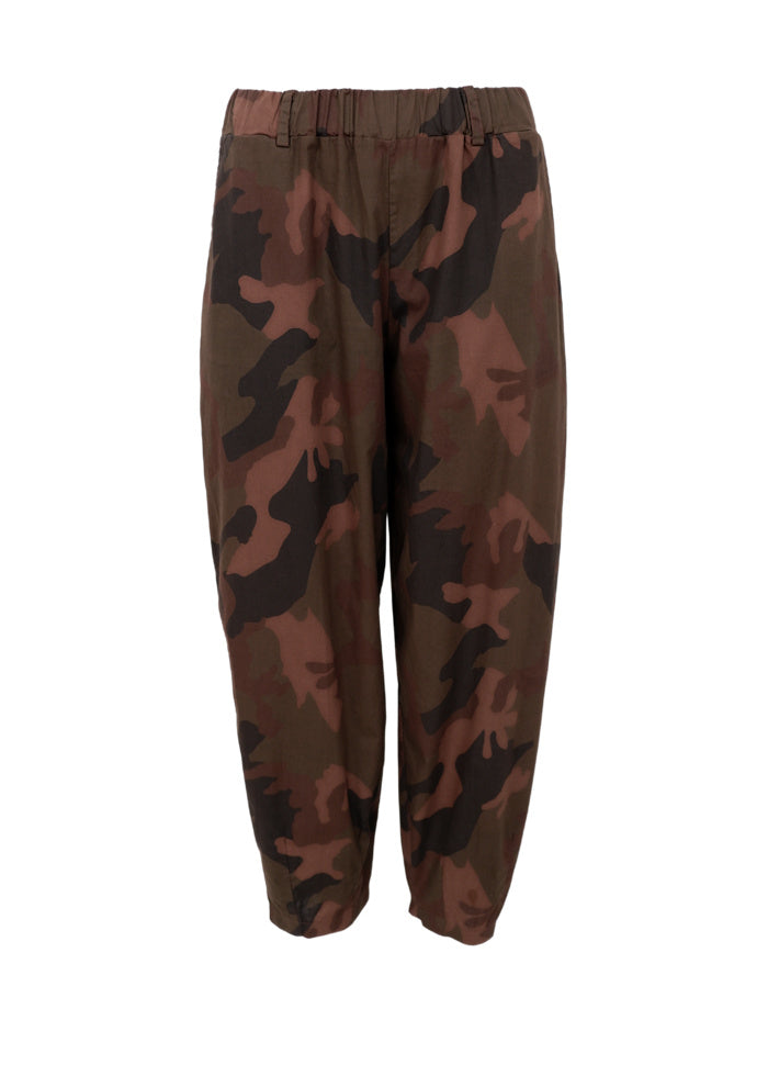 Abbie Brown Camo Barrel Pant by Black Colour