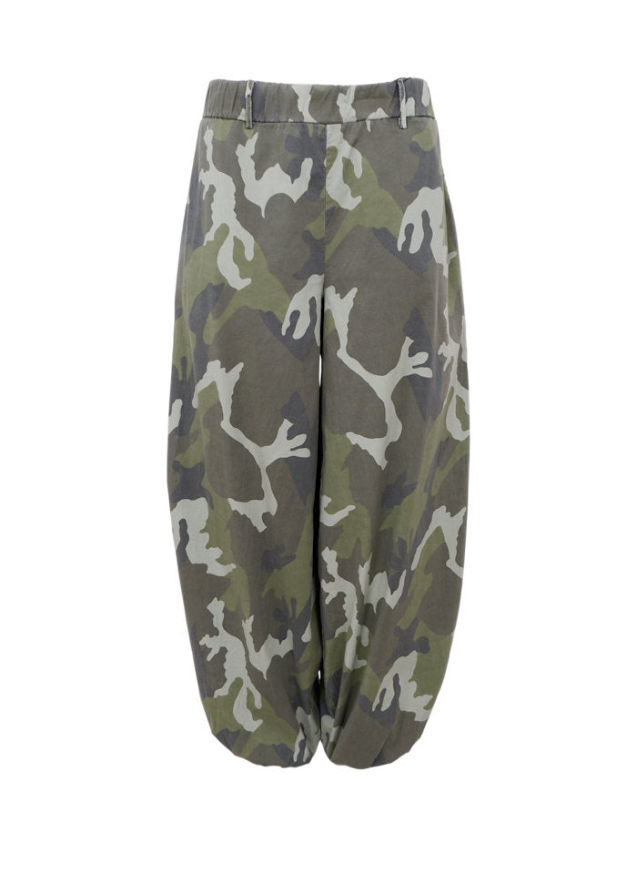 Black Colour Ally Balloon Pant Khaki Camouflage