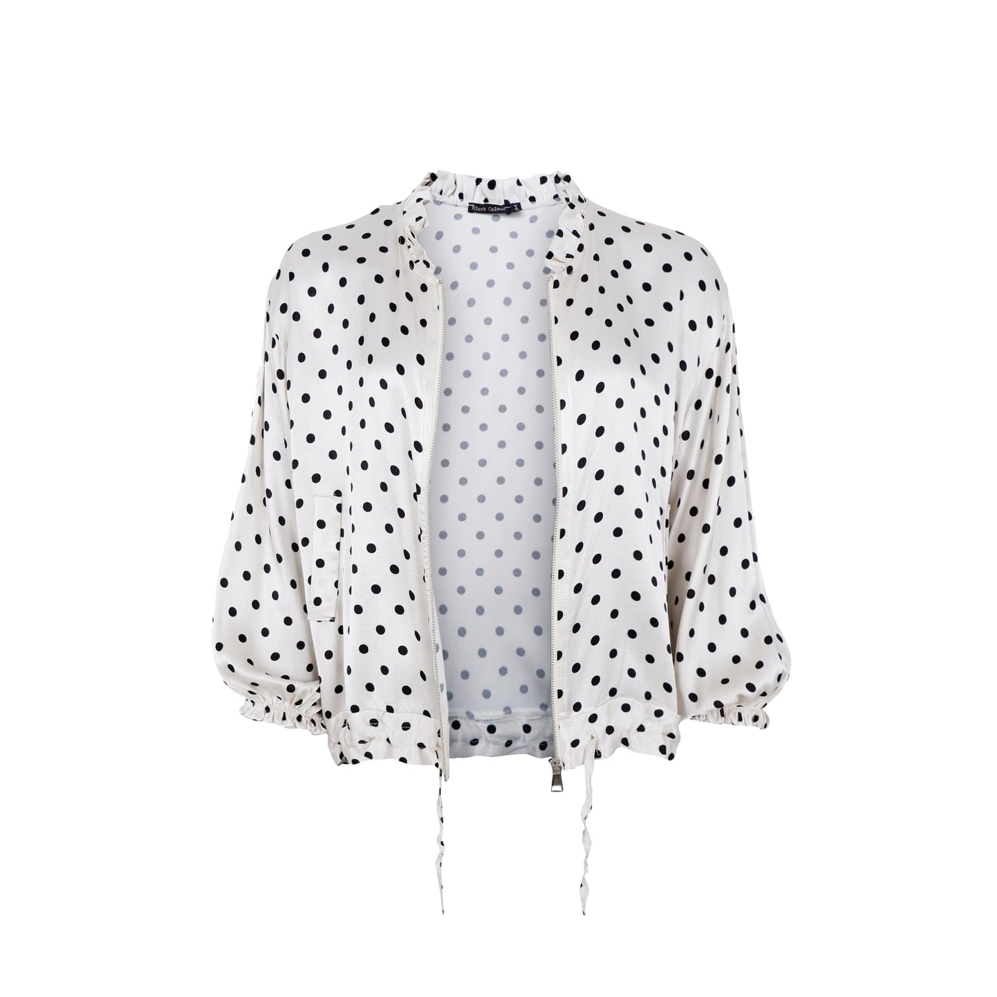 Black Colour Caitlin Polka Bomber Shirt