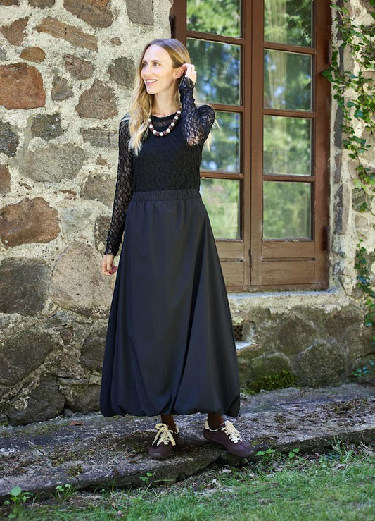 Black Colour Davina Balloon Skirt - Black