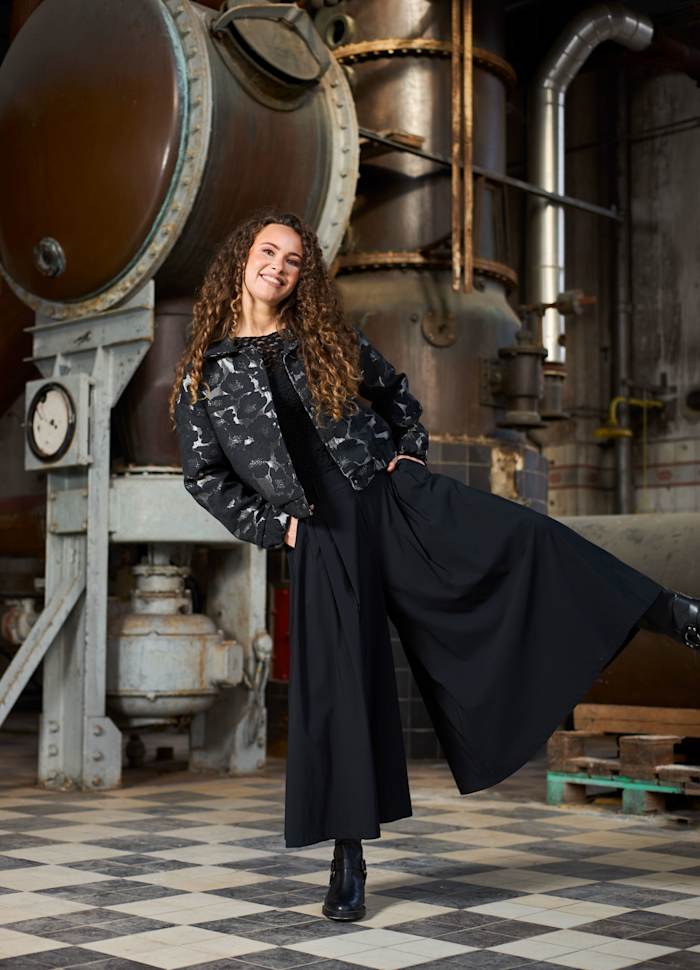 Black Colour Davina Split Skirt Black