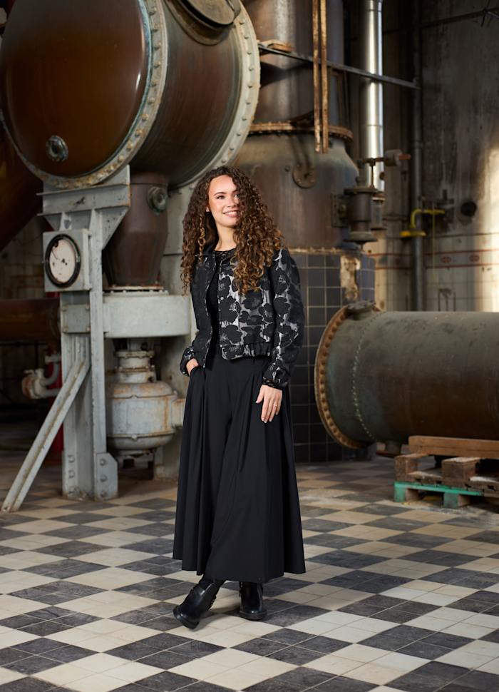 Black Colour Davina Split Skirt Black