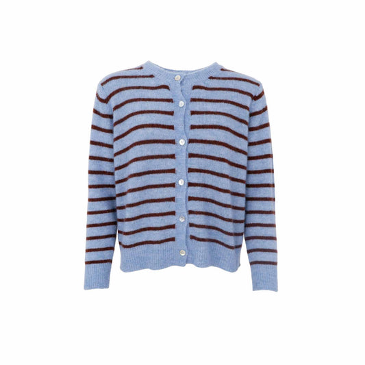 Dell Blue Striped Cardigan by Black Colour