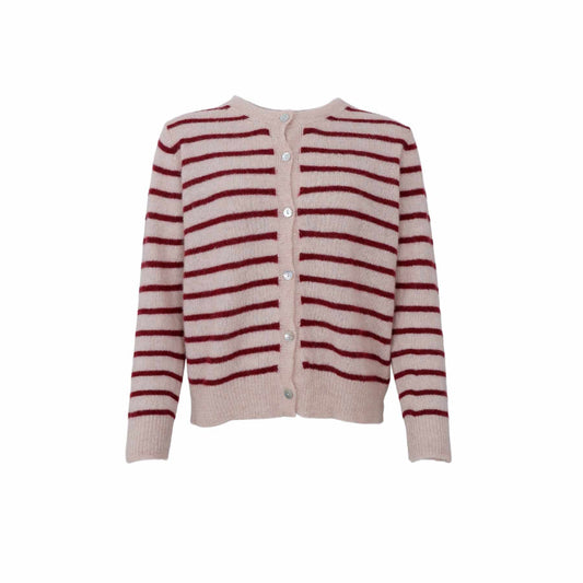 Dell Wine Striped Cardigan by Black Colour
