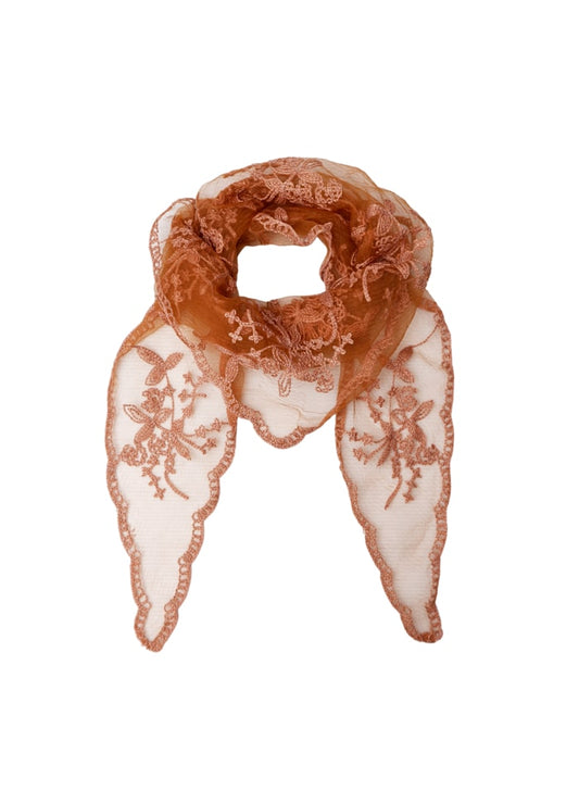 Miriana Lace Triangle Scarf Terracotta