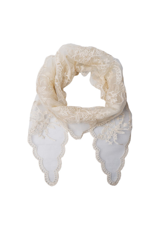 Miriana Lace Triangle Scarf Ivory