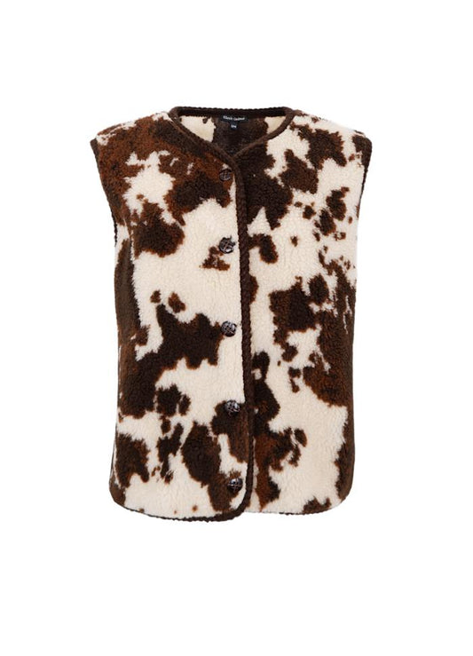 Nora Cow Print Vest by Black Colour