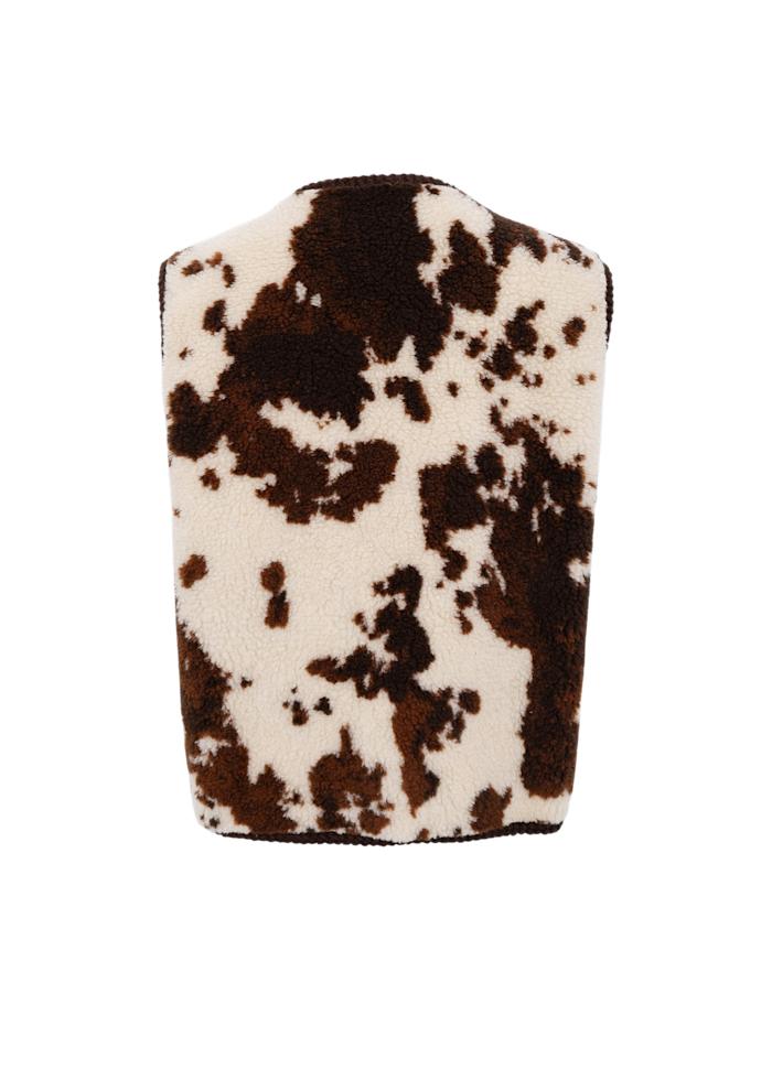 Nora Cow Print Vest by Black Colour
