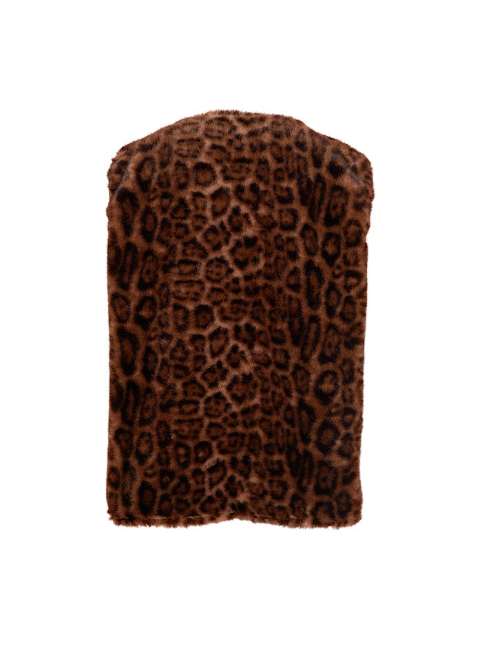 Shanti Leopard Faux Fur Vest by Black Colour