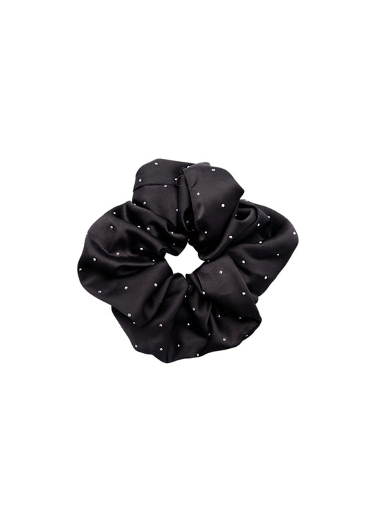 Tamara Black Satin Scrunchie with Stud Detail.