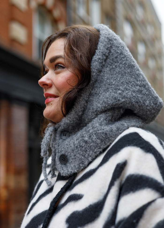Willow Knitted Hood by Black Colour