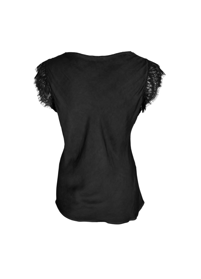Billy Lace Trim Top by Black Colour