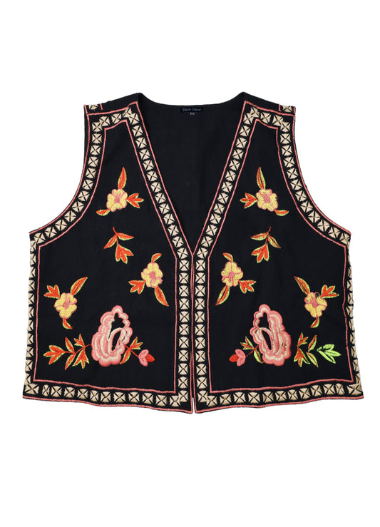 Lulu Embroidered Waistcoat by Black Colour