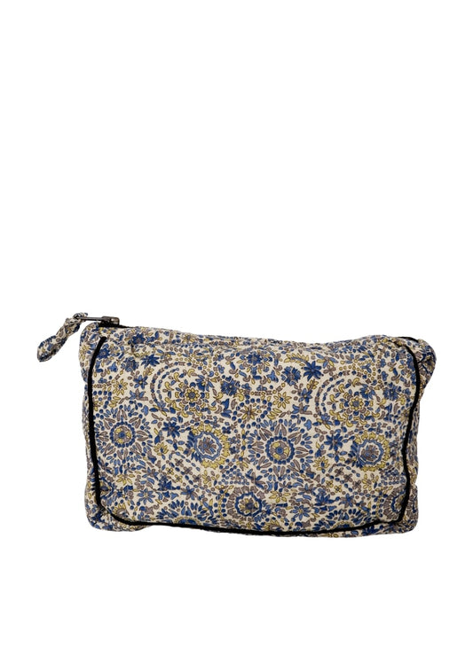 Cream Garden Quilted Cosmetic Bag
