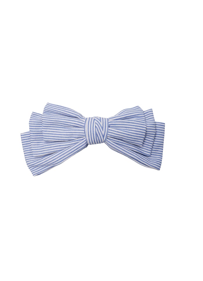 Matilda Blue Stripe Hair Bow / Brooch