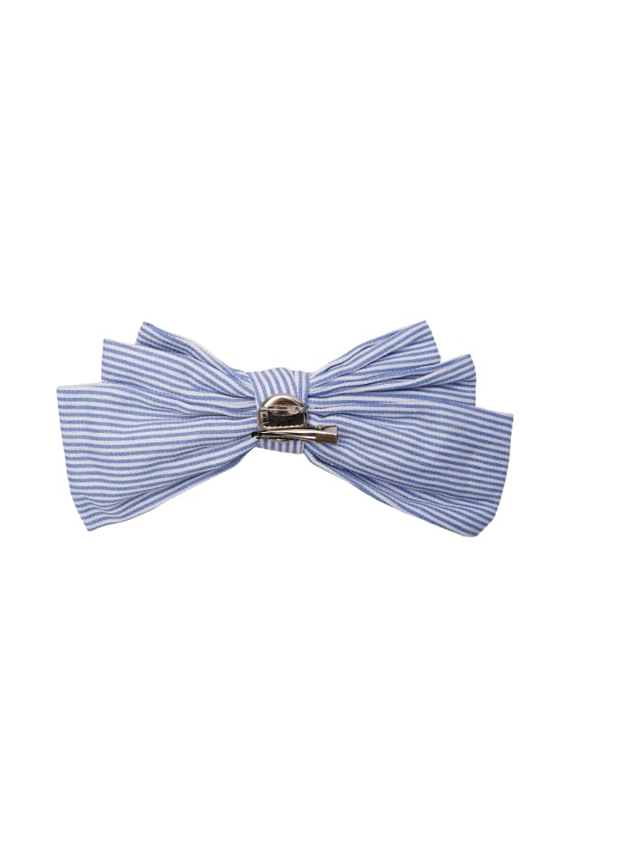 Matilda Blue Stripe Hair Bow / Brooch