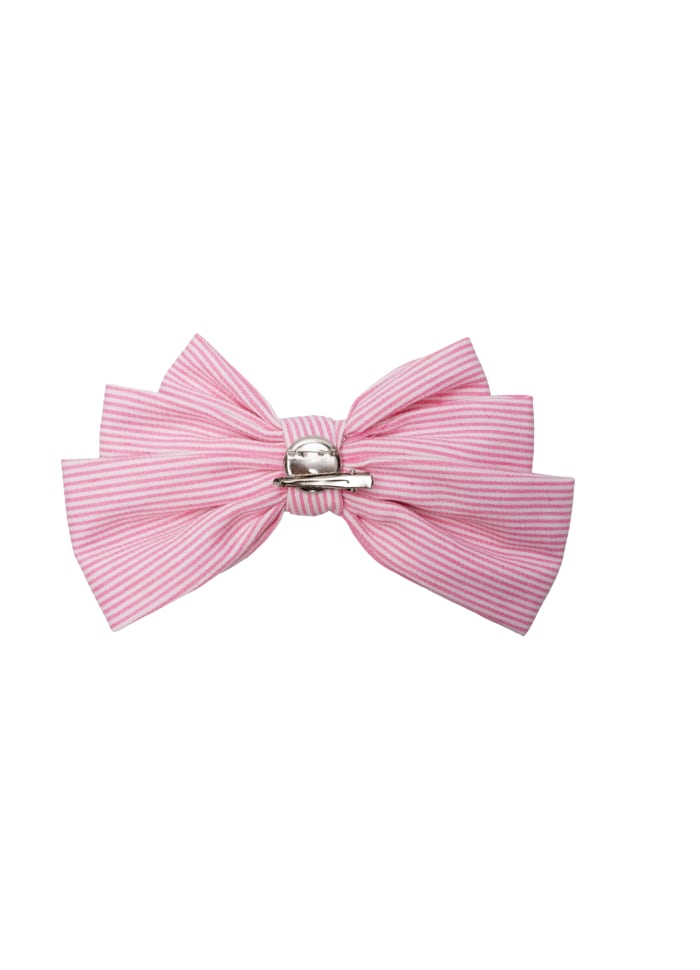 Matilda Pink Stripe Hair Bow / Brooch