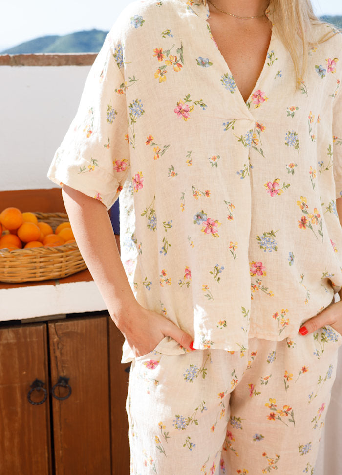 Melina Linen Shirt by Black Colour