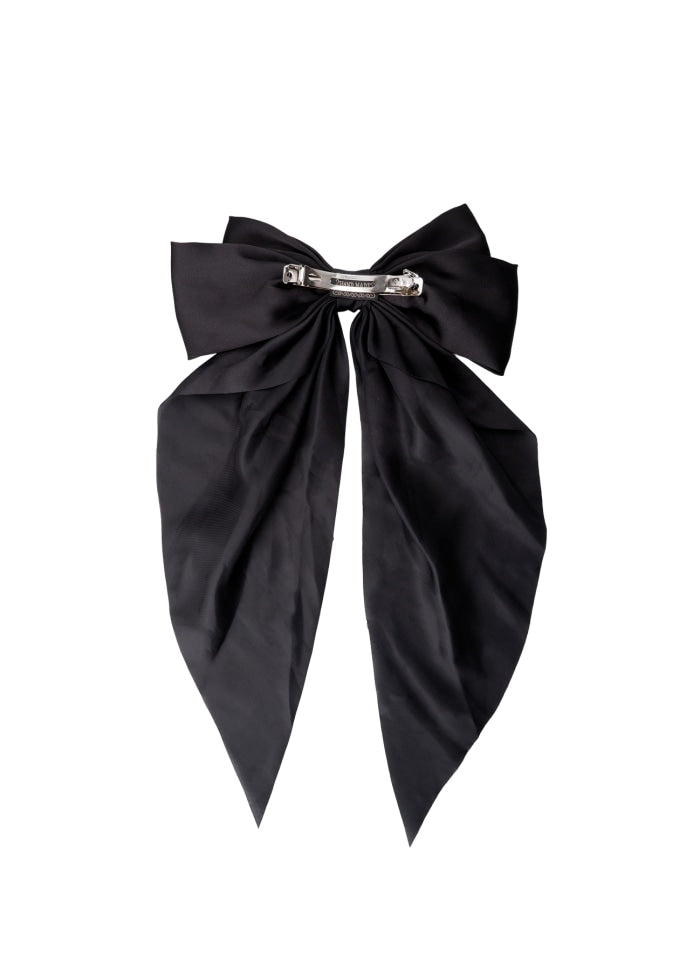 Renee Black Satin Bow Barette