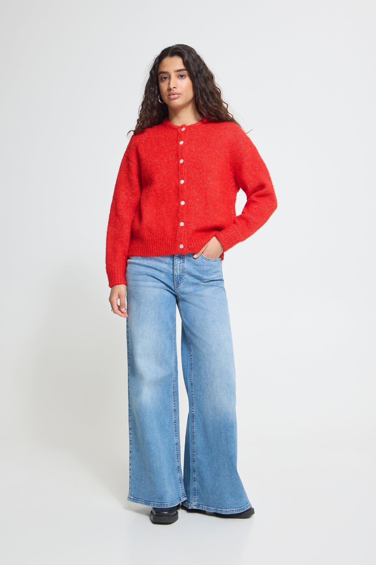 ICHI Belablue Cardigan Poinsetta