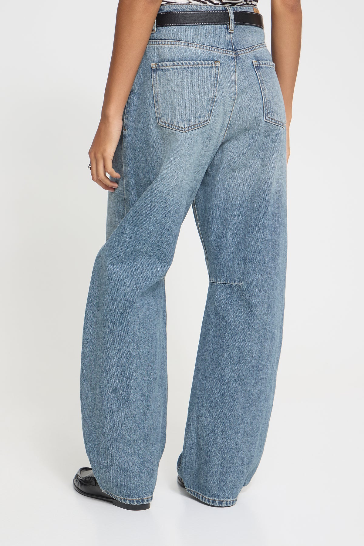 ICHI Ihmilana Balloon Pant Washed Medium Blue